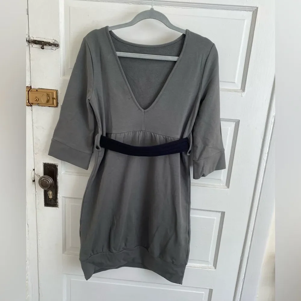 Vfish Gray Dress with Black Lace Belt Size Medium